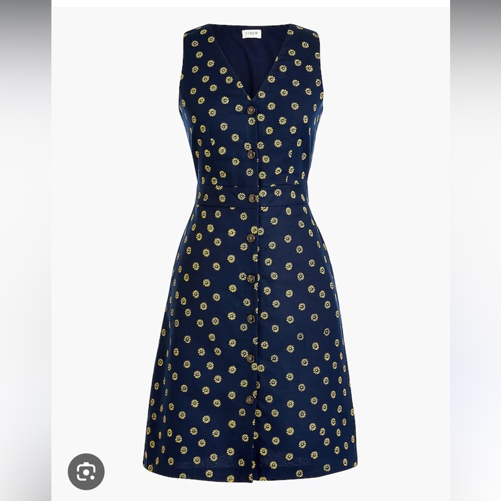 J. Crew Factory Navy Dress with Yellow Floral Pattern